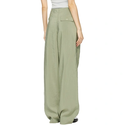 Shop Lemaire Green Silk Loose Pants In 609 Sage