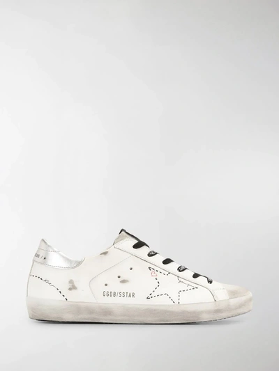 Shop Golden Goose Superstar Distressed Low-top Sneakers In White