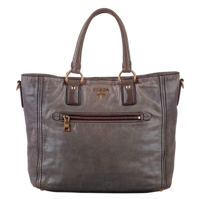 Pre-owned Prada Brown Leather Vitello Shine Satchel Bag