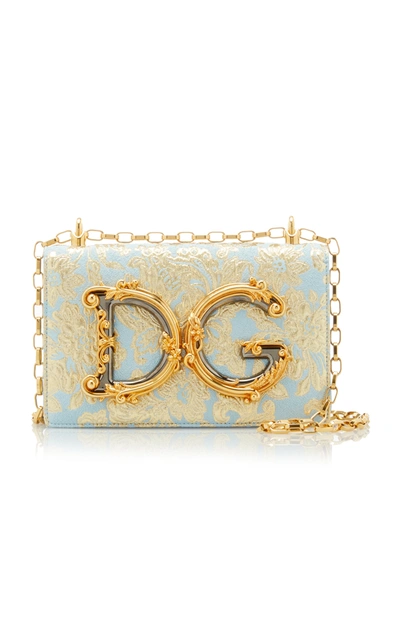 Shop Dolce & Gabbana Micro Embellished Floral Brocade Leather Shoulder Bag In Multi