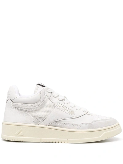 Shop Autry Logo-patch Leather Sneakers In White