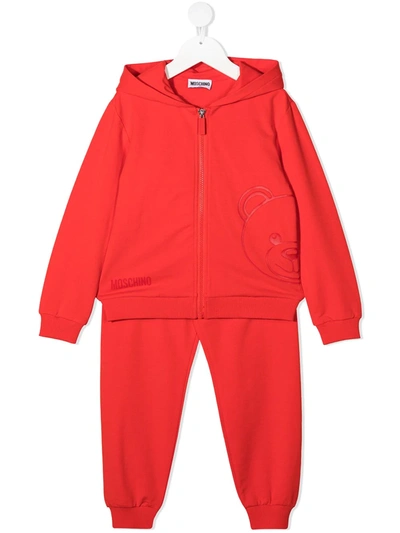 Shop Moschino Teddy Bear Tracksuit In Red