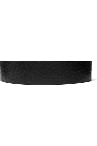 Shop Givenchy Croc-effect Leather Waist Belt In Black