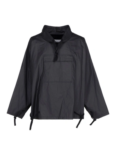 Shop Maison Margiela Ramie Pullover Jacket In Black