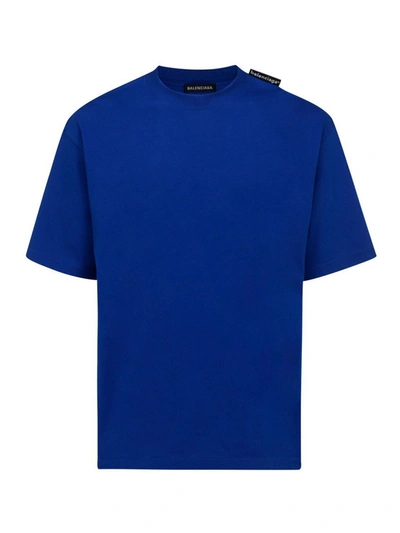 Shop Balenciaga Cotton T-shirt In Blue