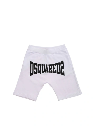 Shop Dsquared2 Contrasting Print Bermuda Shorts In White