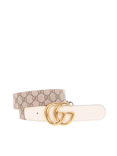 Shop Gucci Gg Supreme Belt In Beige And White