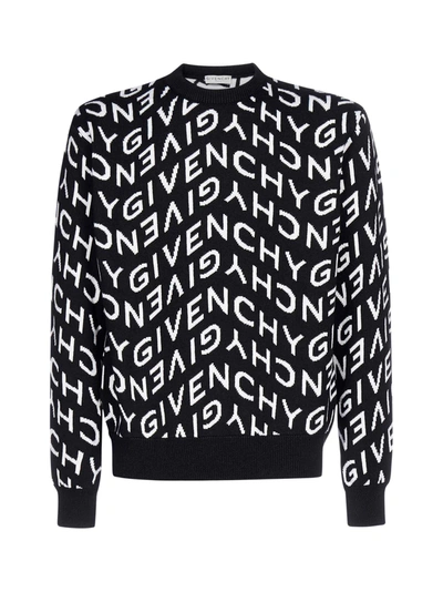 Shop Givenchy Refracted Logo Wool Sweater In Black White
