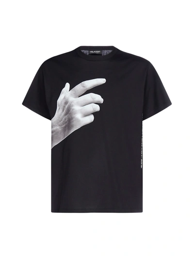 Shop Neil Barrett The Other Hand Cotton T-shirt In Black Greys