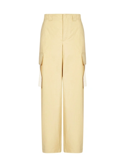 Shop Jacquemus Alzu Cotton Trousers In Yellow