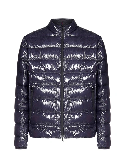 Shop Moncler Agar Quilted Nylon Down Jacket In Blu