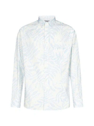 Shop Jacquemus Simon Print Cotton Shirt In Print Blue Leaves