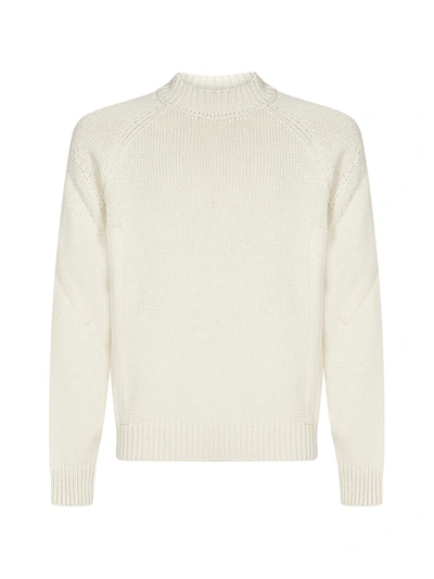 Shop Jacquemus Grain Cotton Sweater In Off White