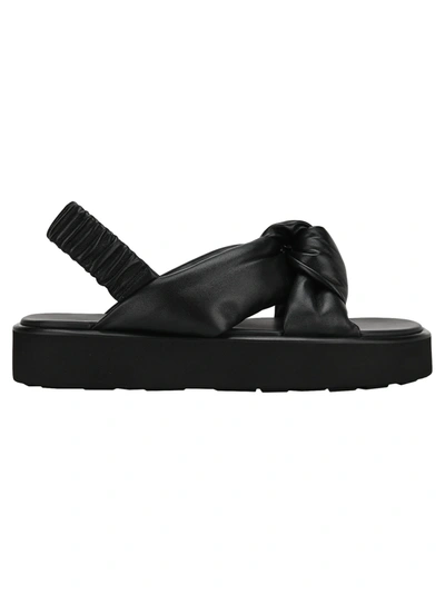 Shop Miu Miu Black Knot Flat Sandals