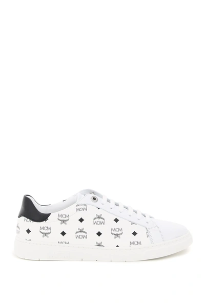 Shop Mcm Terrain Visetos Sneakers In White (white)