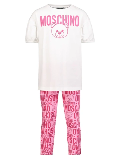 Shop Moschino Kids Clothing Set For Girls In White