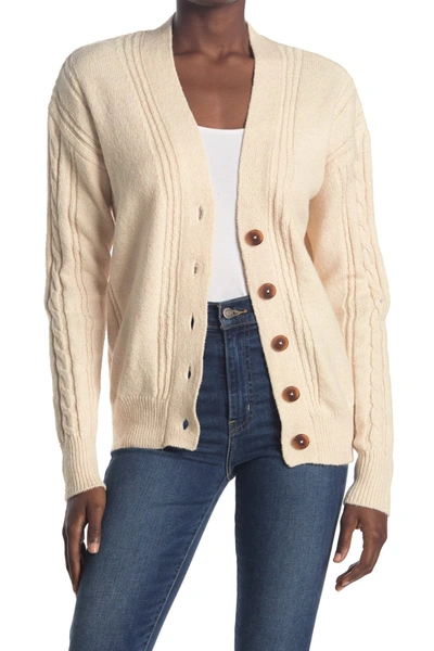 Shop Abound Button Front Knit Weekend Cardigan In Beige Oatmeal Light Heather