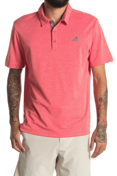 Shop Adidas Golf Advantage Novelty Heathered Polo Shirt In Realco/gre