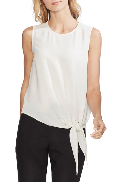 Shop Vince Camuto Sleeveless Tie Front Blouse In Pearl Ivor