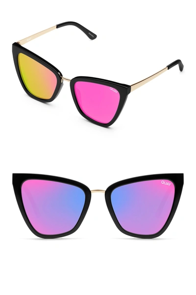 Shop Quay Reina 51mm Cat Eye Sunglasses In Black / Pink