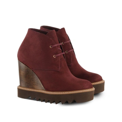 Shop Stella Mccartney Ankle Boots In Burgundy