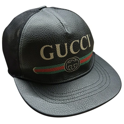 Pre-owned Gucci Black Leather Hat