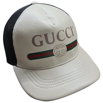 Pre-owned Gucci White Leather Hat
