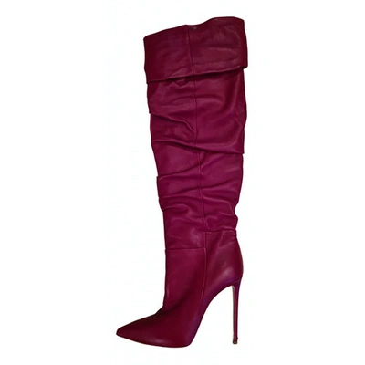 Pre-owned Elisabetta Franchi Burgundy Leather Boots