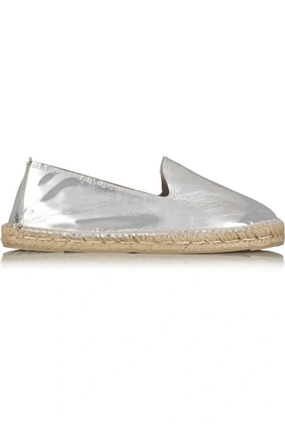Manebi Los Angeles Mirrored Coated Canvas Espadrilles In Silver
