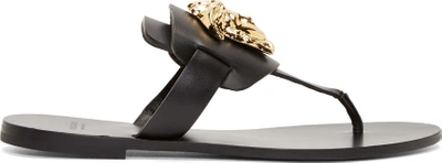 Versace Black Leather Medusa Sandals