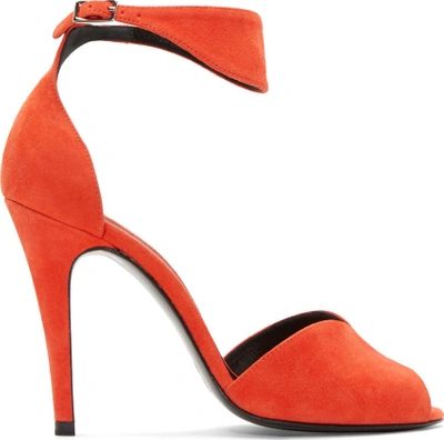 Pierre Hardy Kid Suede Skinissimo Ankle Strap Sandals In Coral