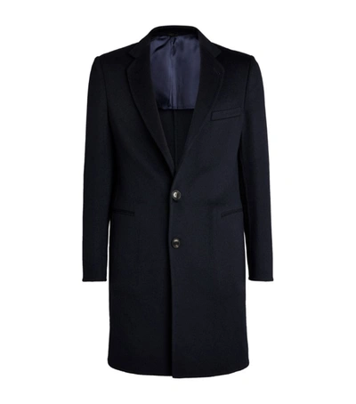 Shop Giorgio Armani Cashmere Overcoat In Blue