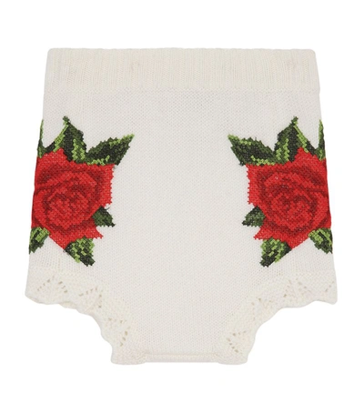 Shop Dolce & Gabbana Kids Intarsia Rose Shorts (3-30 Months)