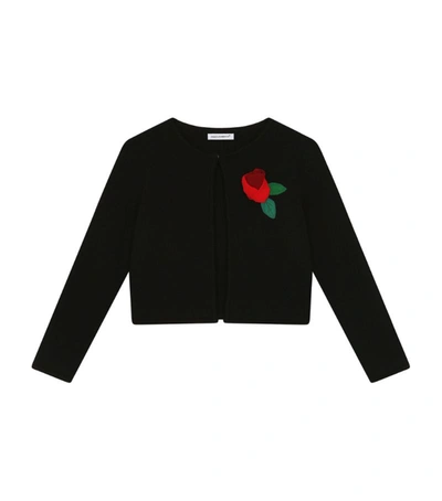 Shop Dolce & Gabbana Kids Rose Appliqué Cardigan (2-6 Years)