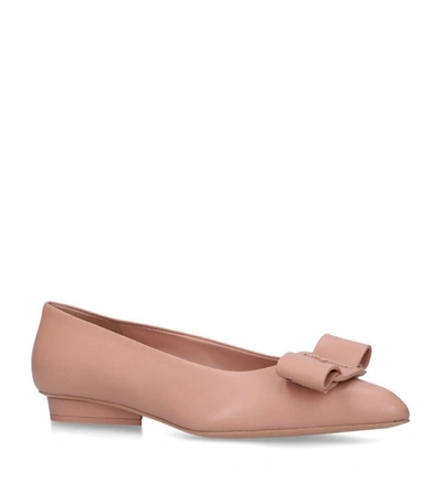 Shop Ferragamo Leather Viva Flats