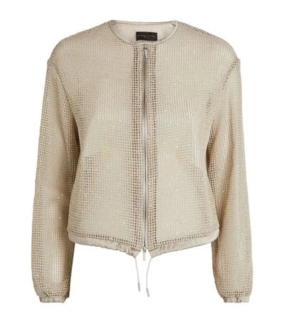 Shop Fabiana Filippi Loose-knit Bomber Jacket