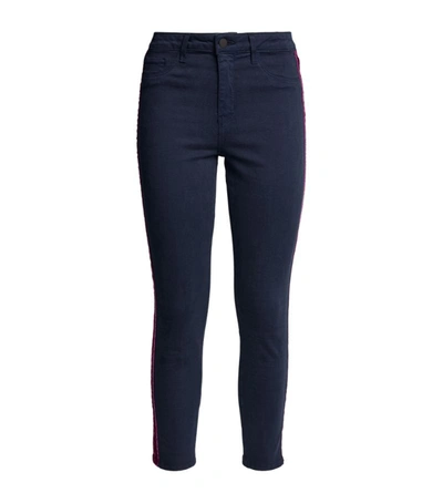 Shop L Agence Velvet-trim Margot Skinny Jeans