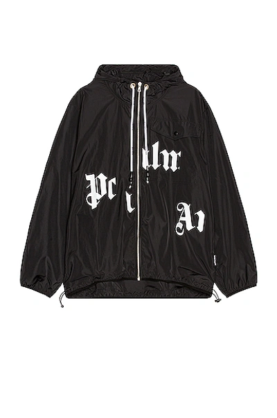 Shop Palm Angels Broken Logo Windbreaker In Black