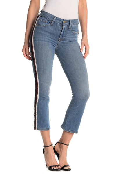 Shop Frame Le Cropped Side Stripe Mini Bootcut Jeans In Multi Tape