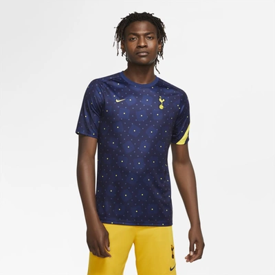 Shop Nike Tottenham Hotspur Men's Pre-match Short-sleeve Soccer Top (binary Blue) - Clearance Sale In Binary Blue,tour Yellow,tour Yellow