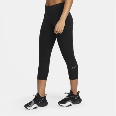 Shop Nike Women's One Mid-rise Crop Leggings In Black