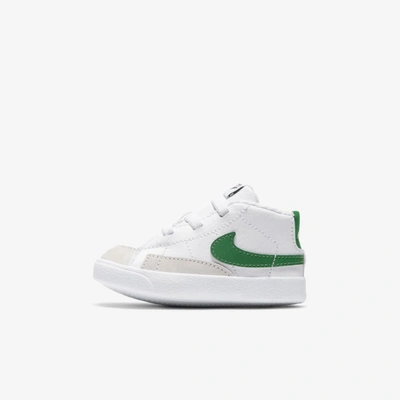 Shop Nike Blazer Mid Crib Bootie In White,pine Green,white,pine Green
