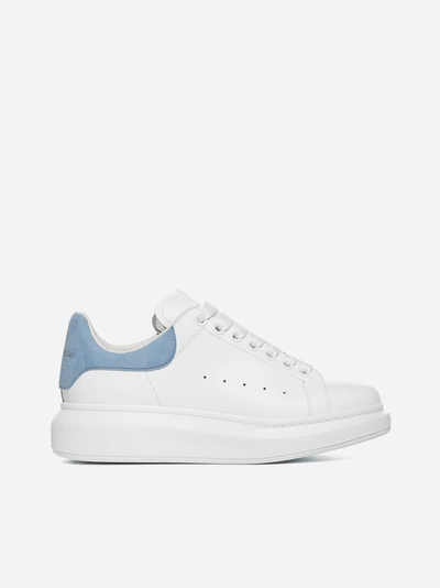 Shop Alexander Mcqueen Oversize Leather Sneakers In White - Dream Blue