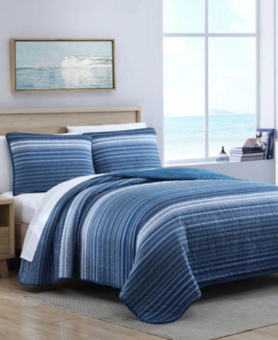 Shop Nautica Coveside Blue Cotton Reversible 3-piece Quilt Set, Full/queen