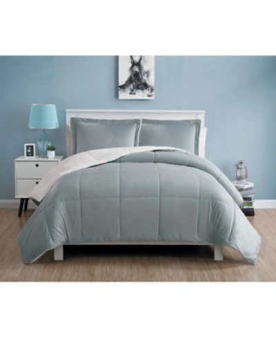 Shop Vcny Home Closeout!  Micromink Sherpa Comforter Set, Queen In Gray