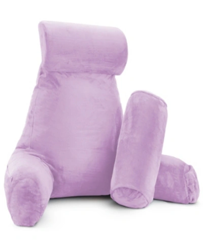 Shop Nestl Bedding Soft Velour Cover Reading Backrest Pillow Set, Extra Large In Lavender Purple