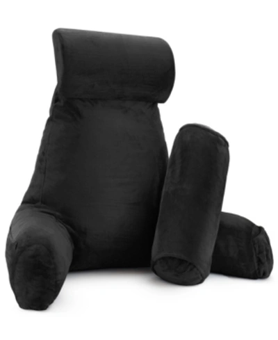 Shop Nestl Bedding Soft Velour Cover Reading Backrest Pillow Set, Extra Large In Black