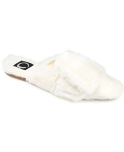 Journee Collection Women's Faux Fur Eara Slipper In Beige