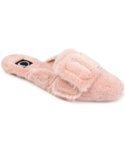 Journee Collection Women's Faux Fur Eara Slipper In Blush