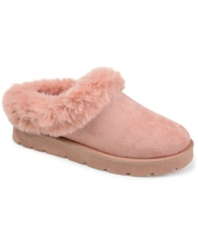 Shop Journee Collection Women's Whisp Faux Fur Trim Slippers In Blush